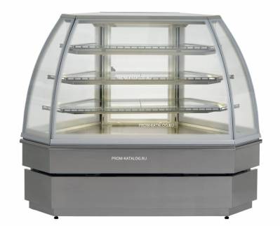 Витрина кондитерская охлаждаемая угловая unis Georgia III corner 90 double glass, inox